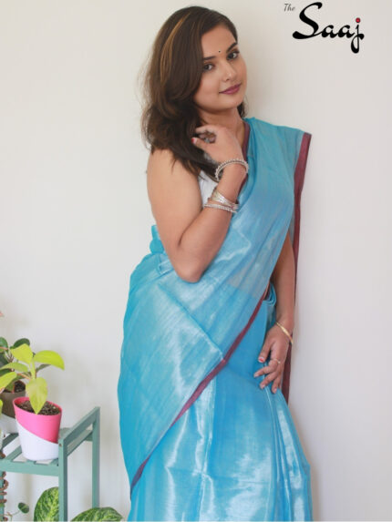 Shining Sky - Soft Tissue Saree