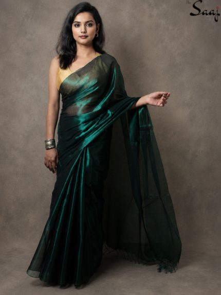 green tissue saree