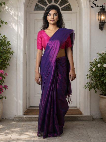 purple tissue saree